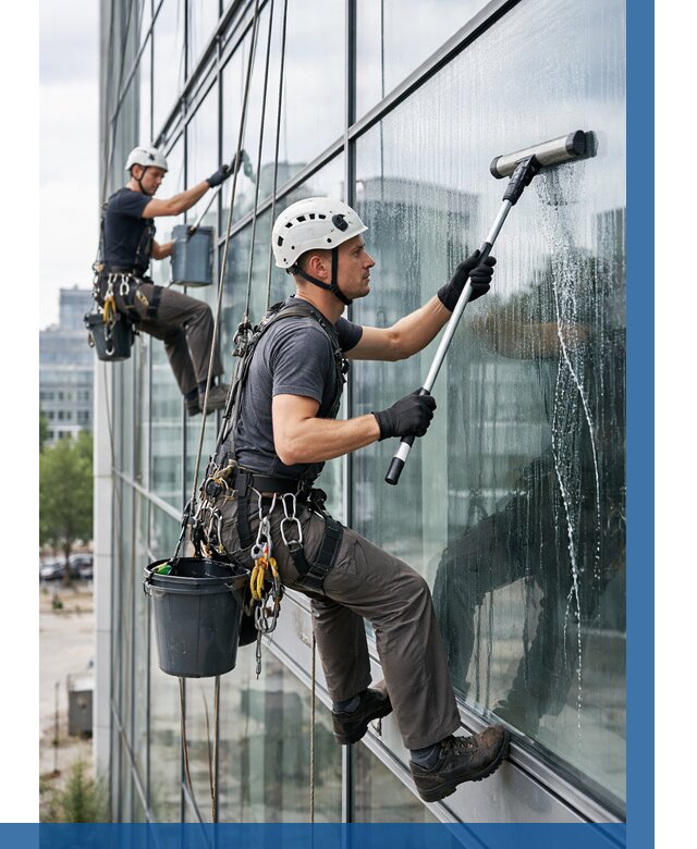 Мойка витражей альпинистами в Чапаевске от 715 р. под ключ|ВЫСОТНИК-Чпв
