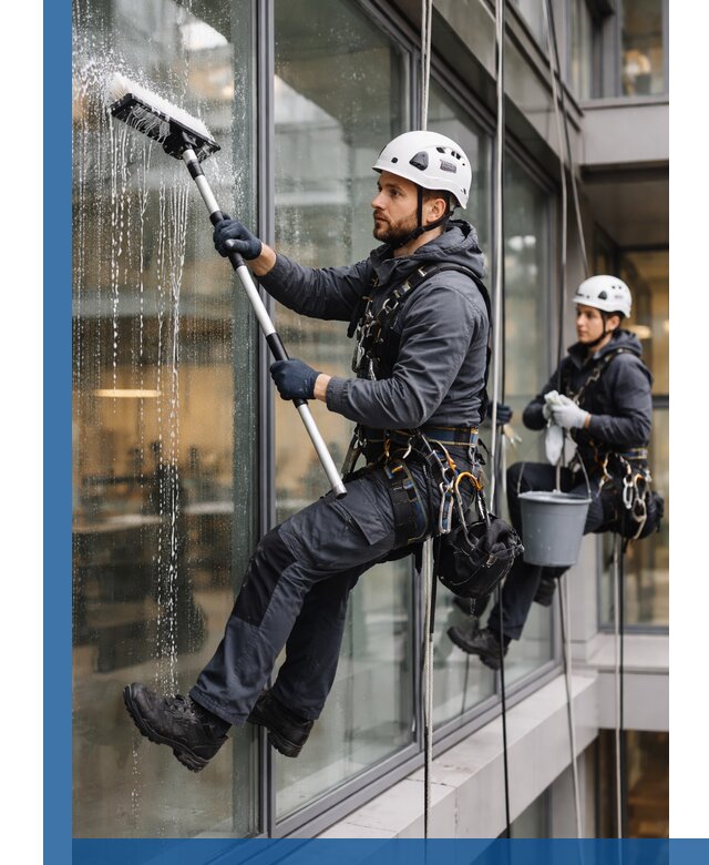 Профессиональная мойка витражей промышленными альпинистами в Чапаевске
