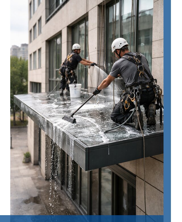 Мойка козырьков и навесов в Чапаевске от 3575 р. | ВЫСОТНИК-Чпв