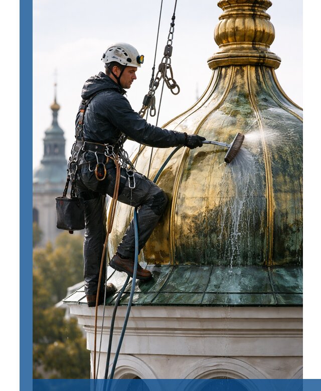 Профессиональная мойка куполов и шпилей высотными альпинистами в Чапаевске