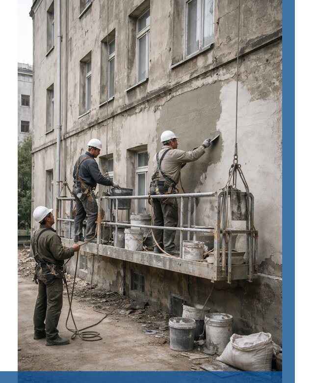 Капитальный ремонт фасада в Чапаевске от 4290 р. | ВЫСОТНИК-Чпв