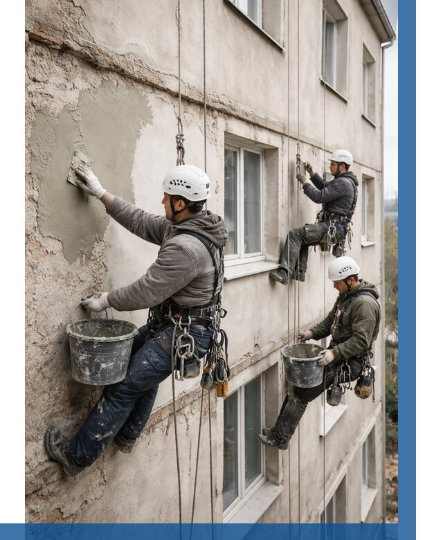 Ремонт штукатурного фасада в Чапаевске от 766 р. под ключ | ВЫСОТНИК-Чпв