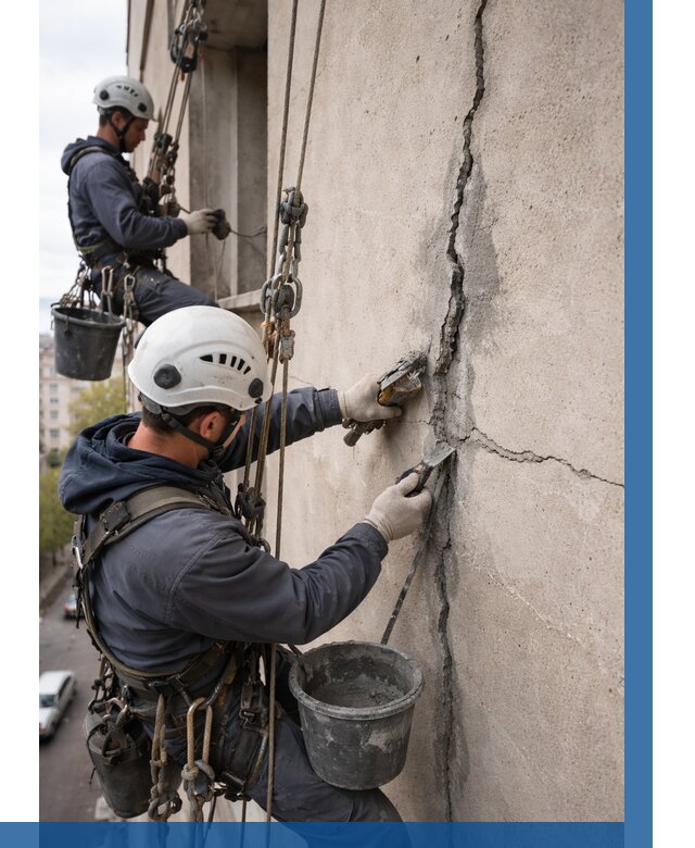 Заделка трещин на фасаде в Чапаевске от 919 р. | ВЫСОТНИК-Чпв