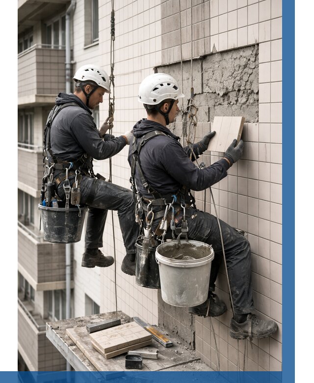 Ремонт облицовки фасада плиткой в Чапаевске от 1839 р. | ВЫСОТНИК-Чпв