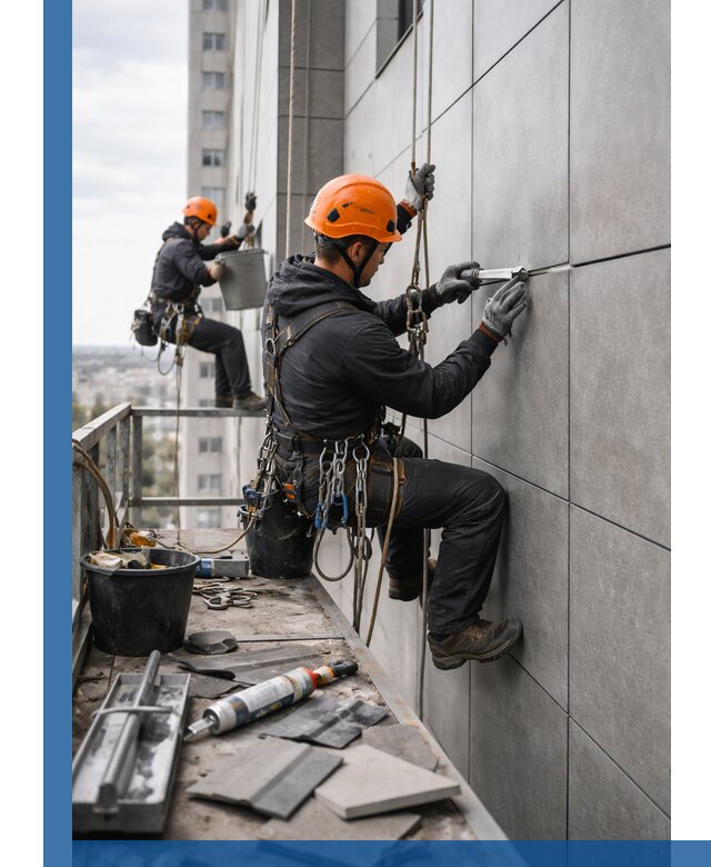Профессиональный ремонт фасада из керамогранита в Чапаевске