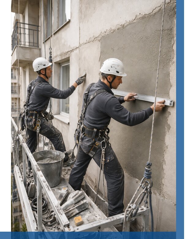 Штукатурка фасада на высоте в Чапаевске от 919 р. | ВЫСОТНИК-Чпв