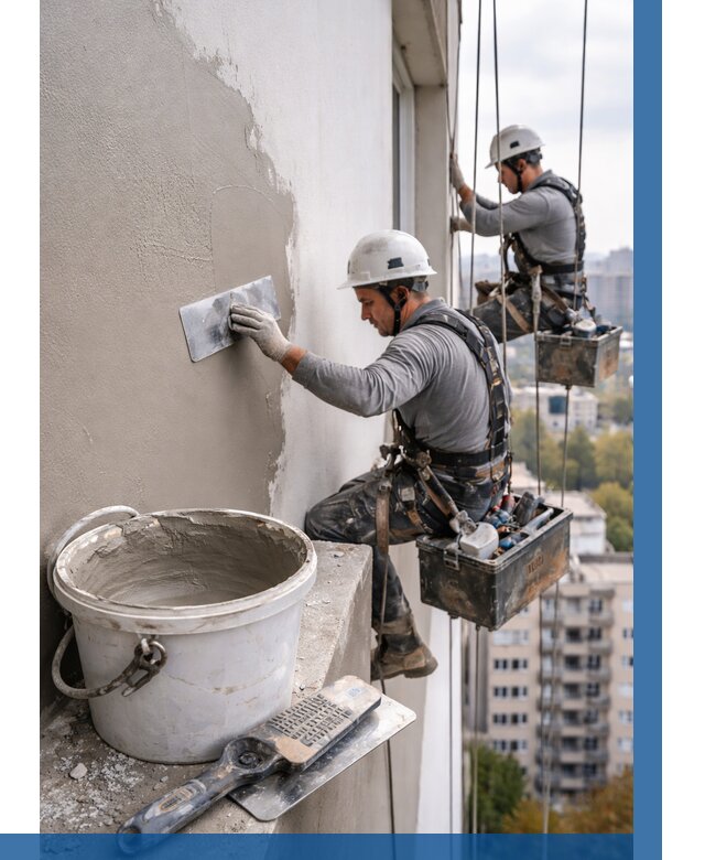 Шпаклевка фасада на высоте в Чапаевске от 715 р. | ВЫСОТНИК-Чпв