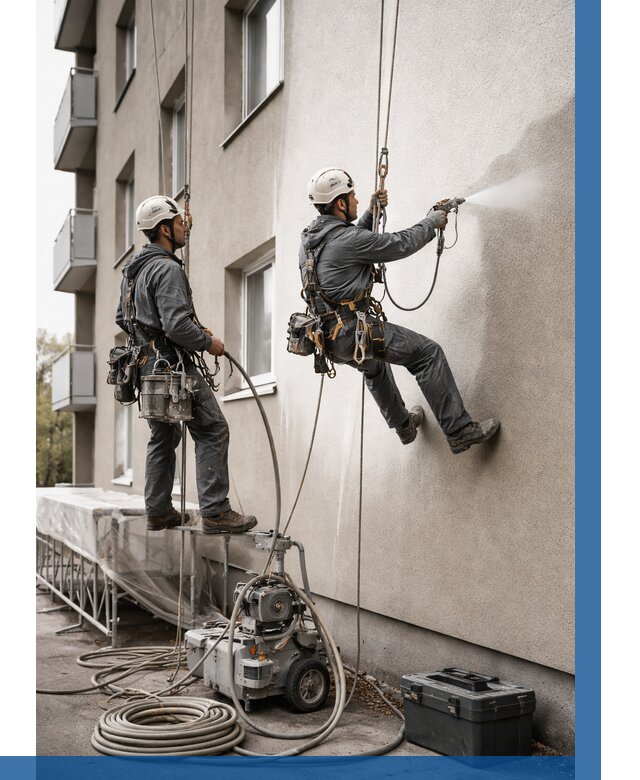 Безвоздушная покраска фасада в Чапаевске от 225 р/м² | ВЫСОТНИК-Чпв