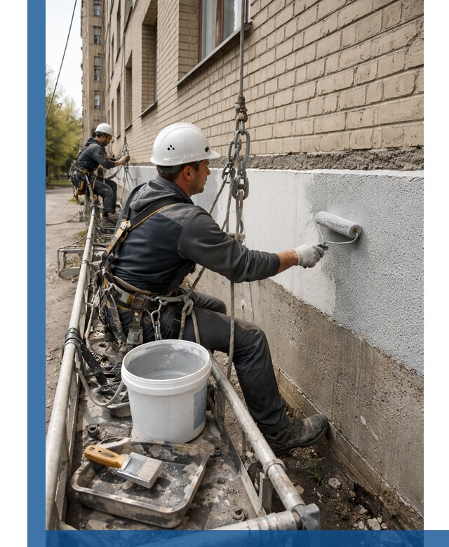 Окраска цоколя здания в Чапаевске профессионально и надежно