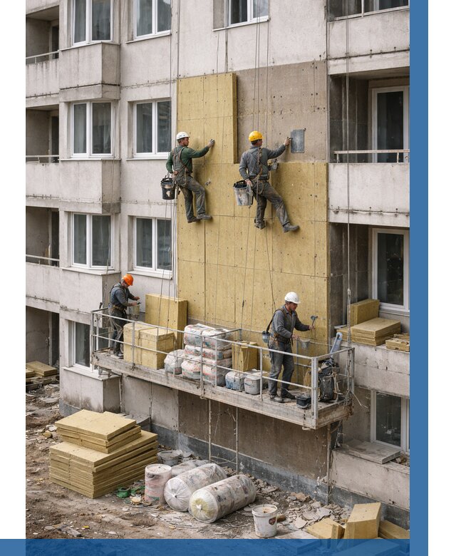 Утепление фасада минватой в Чапаевске от 1532 р. | ВЫСОТНИК-Чпв