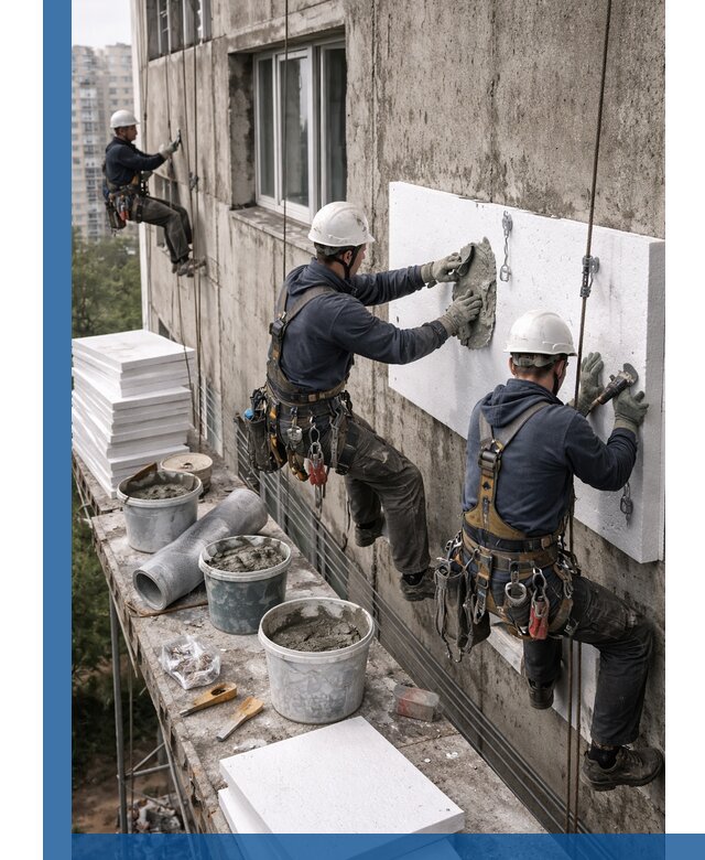 Утепление фасада пенополистиролом в Чапаевске под ключ