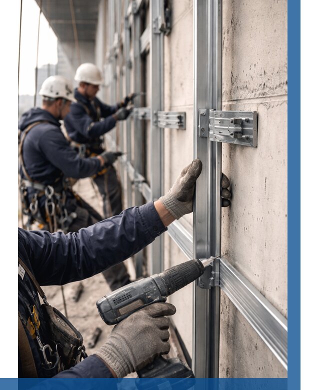 Монтаж подсистемы вентфасада в Чапаевске от 868 р. | ВЫСОТНИК-Чпв