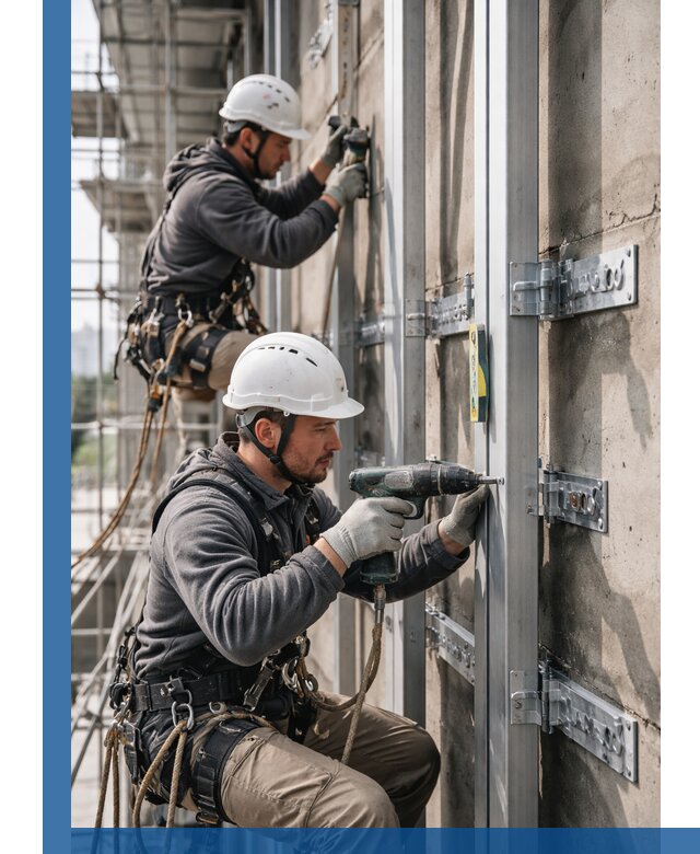 Монтаж и крепление подсистемы вентфасада в Чапаевске