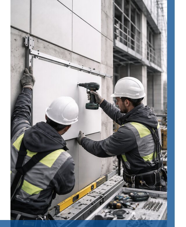 Монтаж композитных панелей фасада в Чапаевске от 2554 р. | ВЫСОТНИК-Чпв