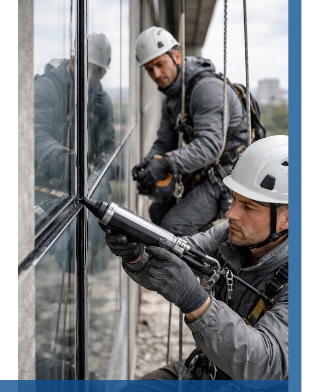 Герметизация витражных швов в Чапаевске от 664 р. | ВЫСОТНИК-Чпв