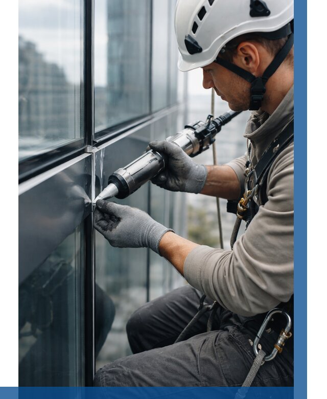 Герметизация стыков витража в Чапаевске от 1226 р. | ВЫСОТНИК-Чпв