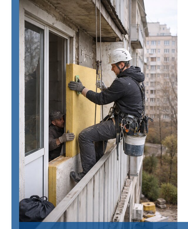 Профессиональное утепление балкона снаружи в Чапаевске под ключ