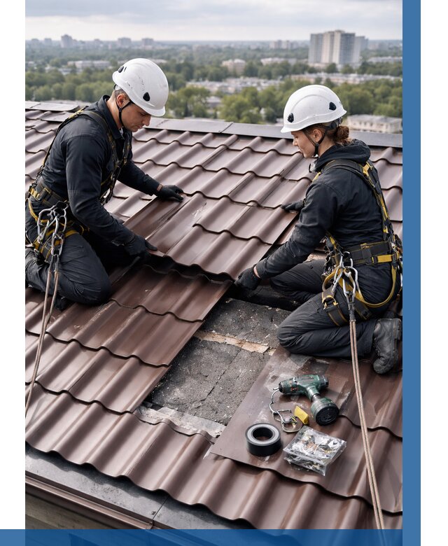 Ремонт металлочерепицы на крыше в Чапаевске от 919 р. | ВЫСОТНИК-Чпв