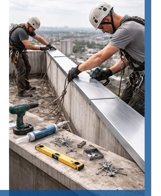 Монтаж парапетных крышек в Чапаевске от 817 р. | ВЫСОТНИК-Чпв