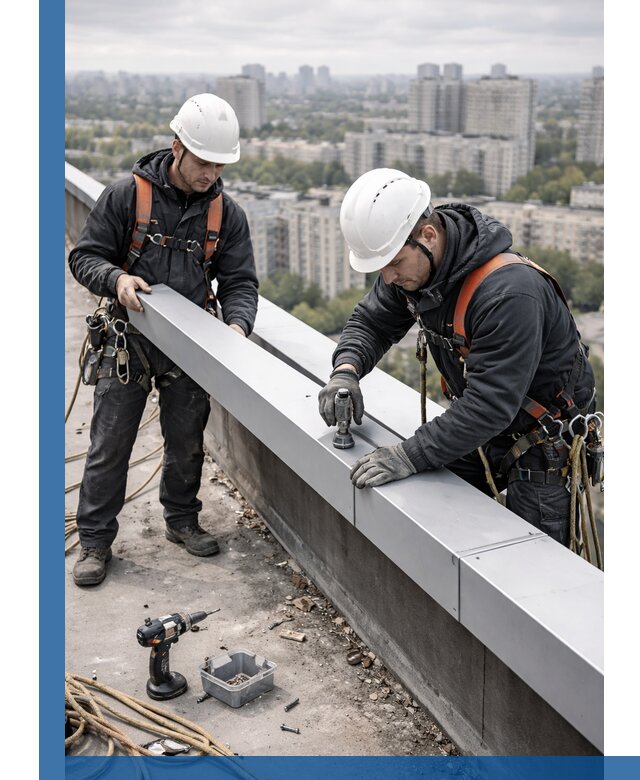 Монтаж парапетных крышек и ограждений кровли в Чапаевске