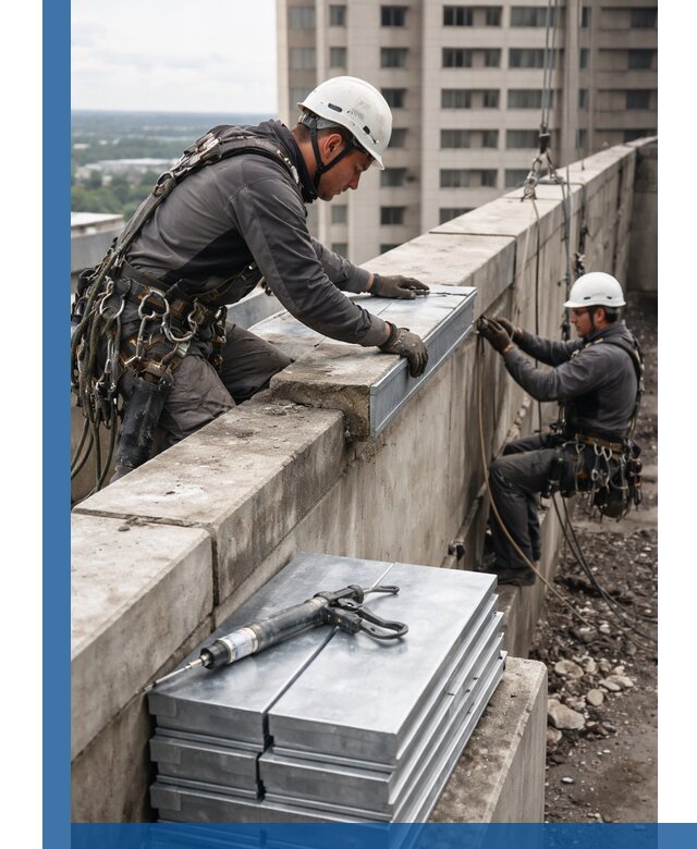 Замена парапетных крышек и установка новых в Чапаевске