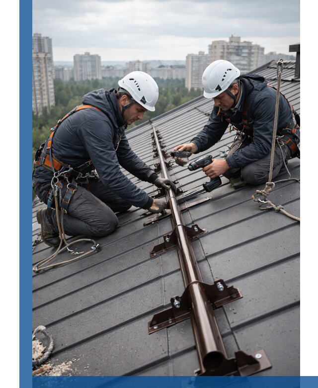 Монтаж снегозадержателей на кровле зданий в Чапаевске под ключ