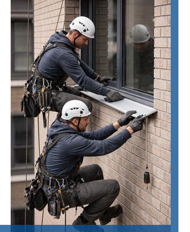 Монтаж оконных отливов под ключ в Чапаевске от 3575 р. | ВЫСОТНИК-Чпв