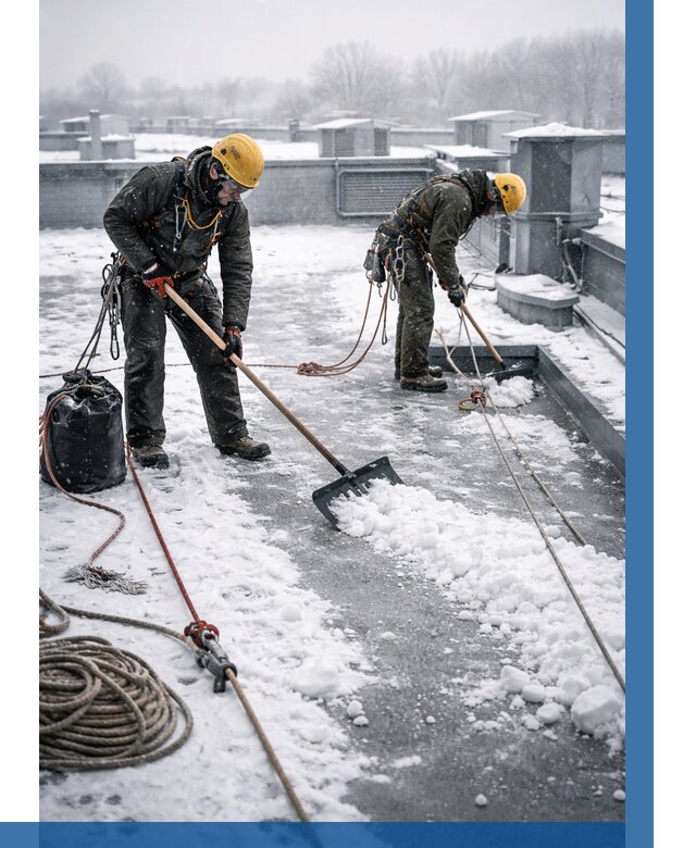 Очистка крыши от снега в Чапаевске от 7661 р. | ВЫСОТНИК-Чпв