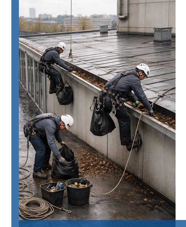 Очистка кровли по периметру в Чапаевске силами промышленных альпинистов