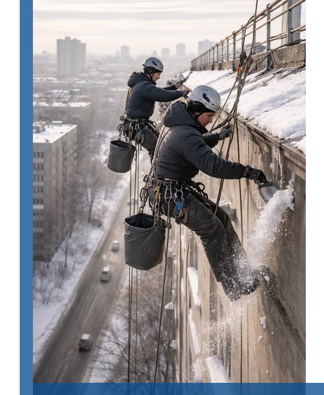 Очистка карнизов от снега в Чапаевске профессионально и безопасно