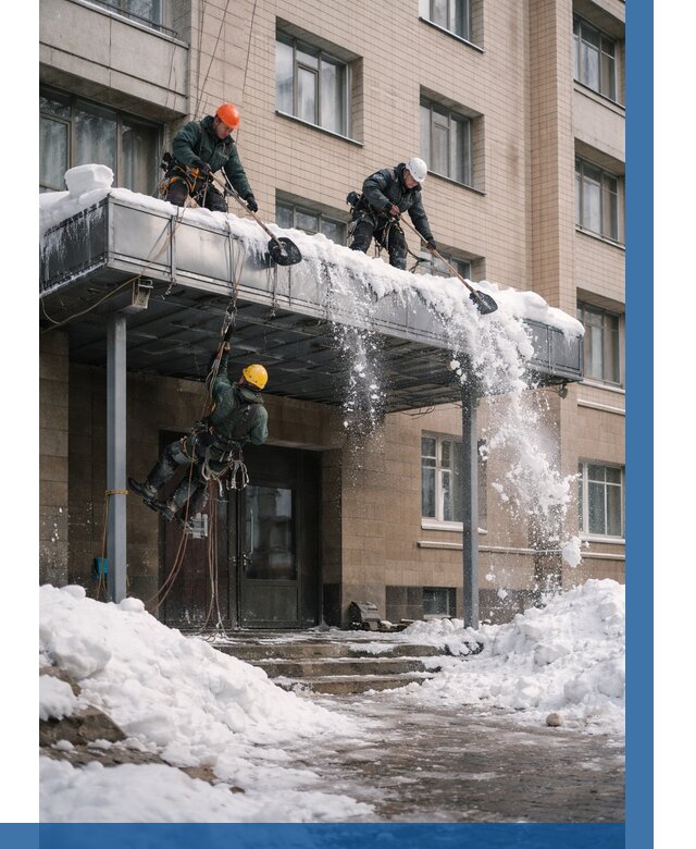 Очистка козырьков от снега в Чапаевске от 3575 р. | ВЫСОТНИК-Чпв