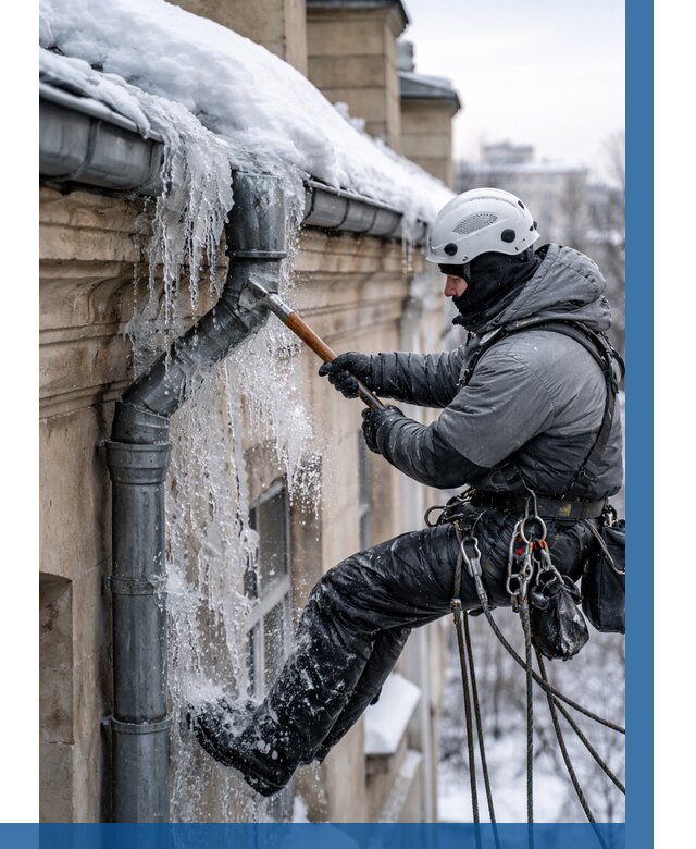 Очистка водостоков от льда в Чапаевске от 3575 р. | ВЫСОТНИК-Чпв