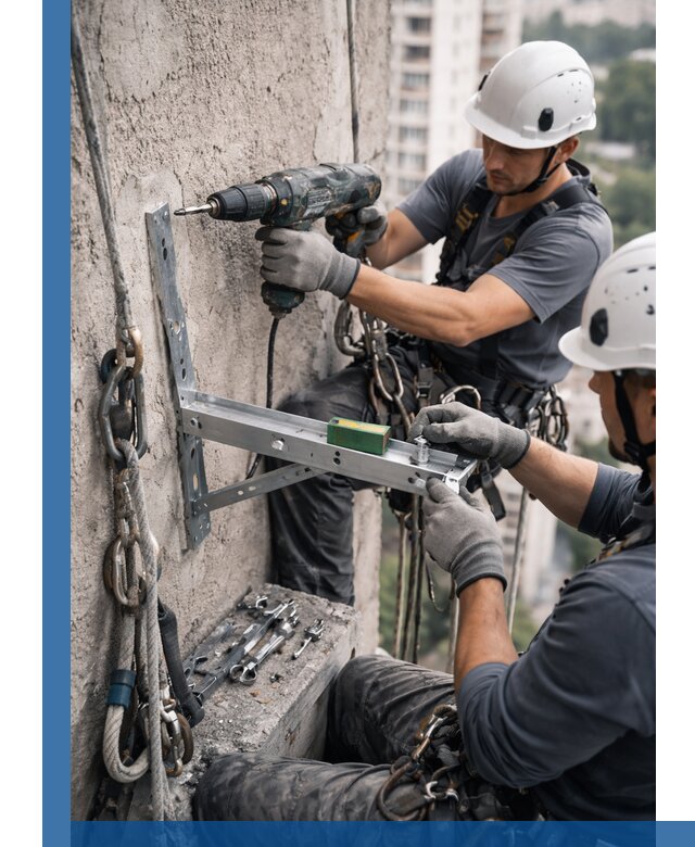 Установка кронштейнов кондиционера и крепежа в Чапаевске