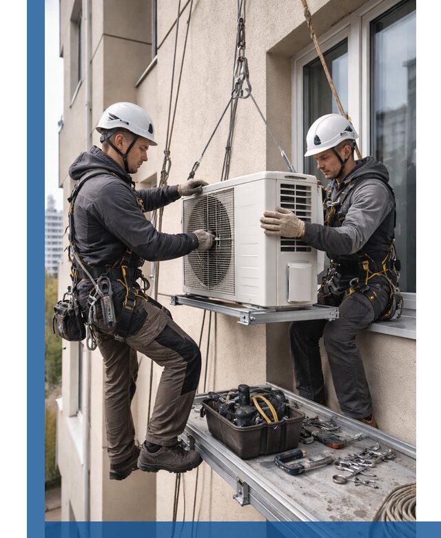 Перенос внешнего блока кондиционера в Чапаевске с монтажом и крепежом