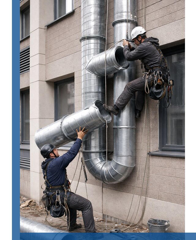 Монтаж фасадных воздуховодов в Чапаевске с герметизацией и крепежом