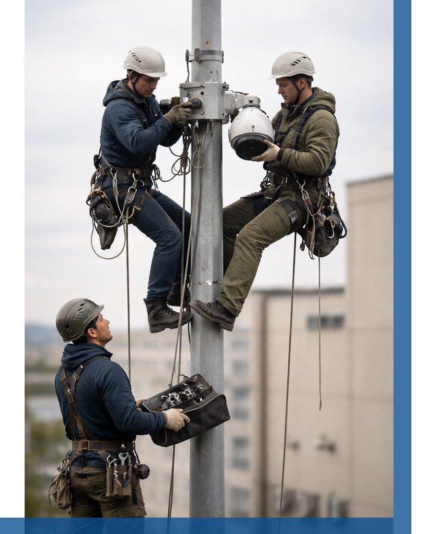 Установка видеокамер на мачте в Чапаевске от 8683 р. | ВЫСОТНИК-Чпв