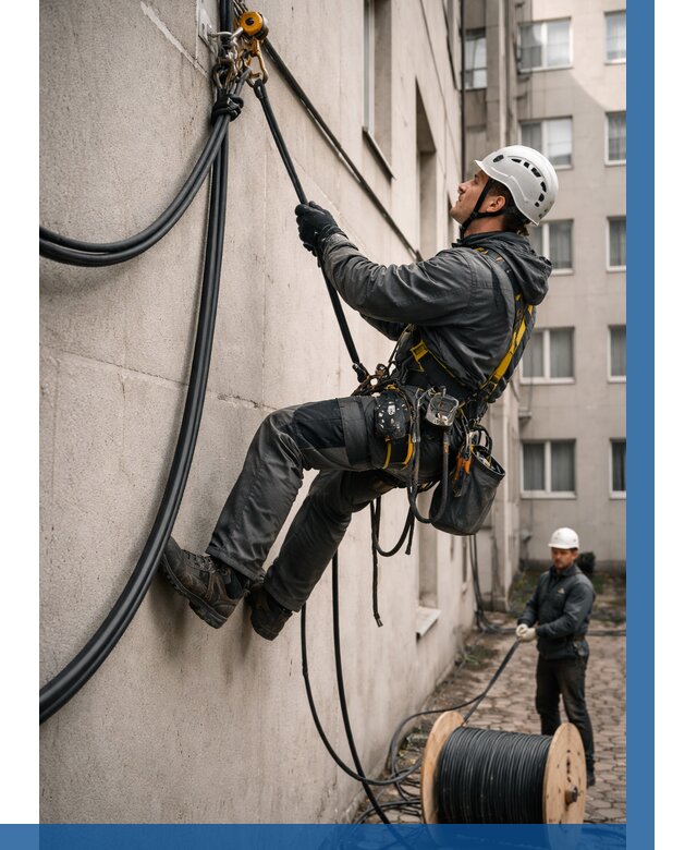 Протяжка кабеля питания на высоте в Чапаевске от 460 р. | ВЫСОТНИК-Чпв