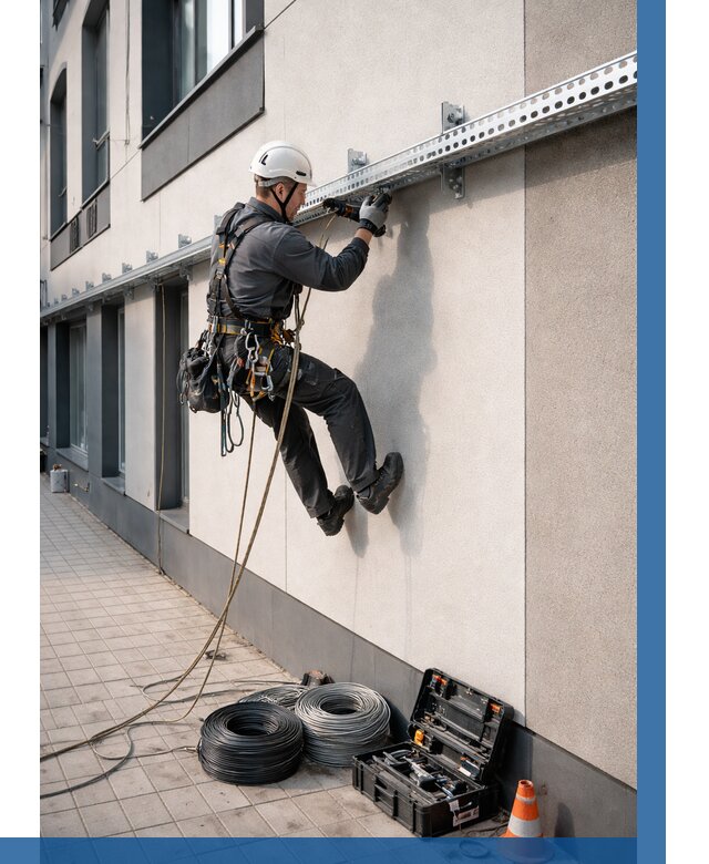 Монтаж кабельных лотков на фасаде в Чапаевске от 1226 р. | ВЫСОТНИК-Чпв