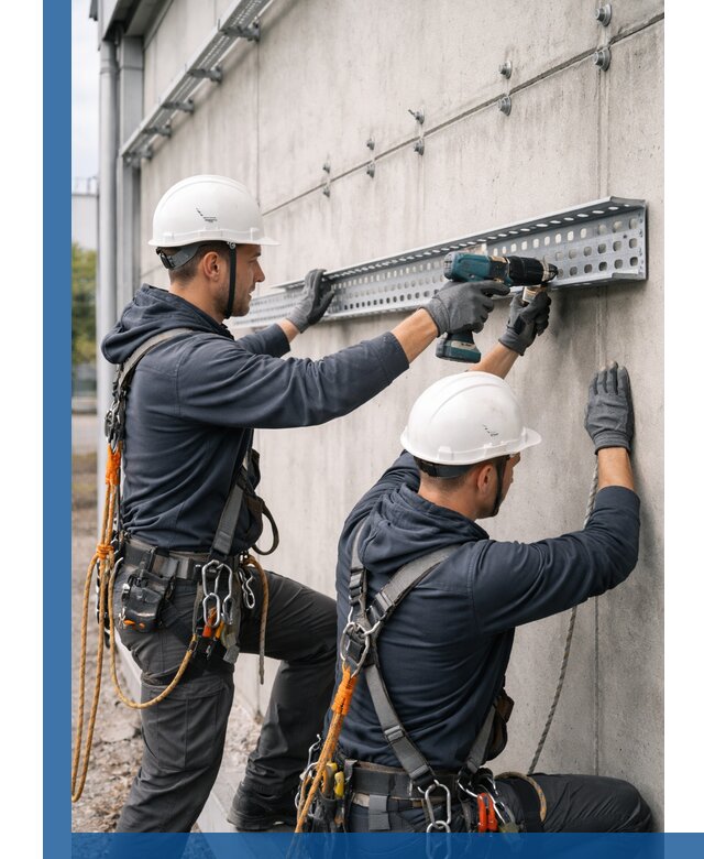 Монтаж кабельных лотков на фасаде зданий в Чапаевске с гарантией