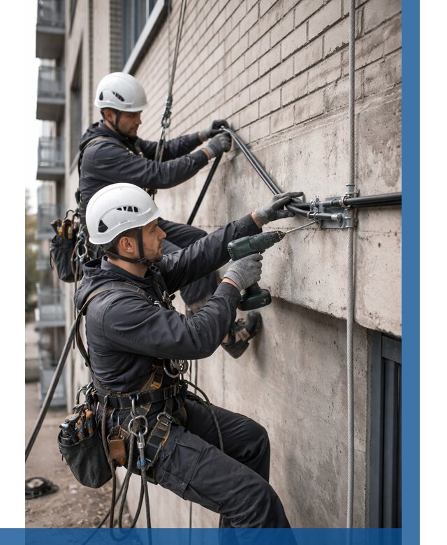 Крепление кабеля на фасаде в Чапаевске от 358 р. | ВЫСОТНИК-Чпв