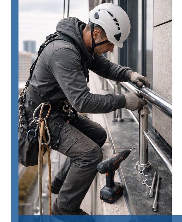 Монтаж ограждений на высоте в Чапаевске для зданий и конструкций