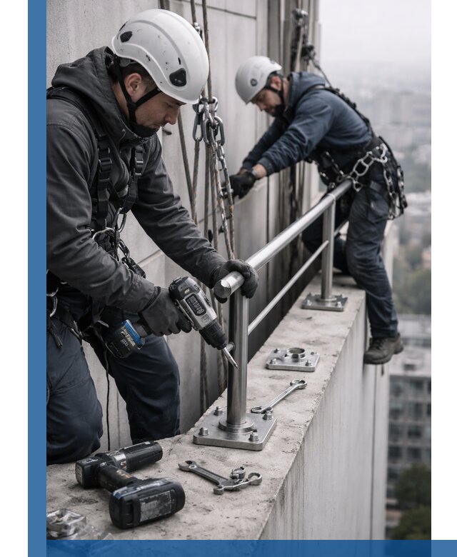 Монтаж перил на высоте в Чапаевске для жилых и промобъектов