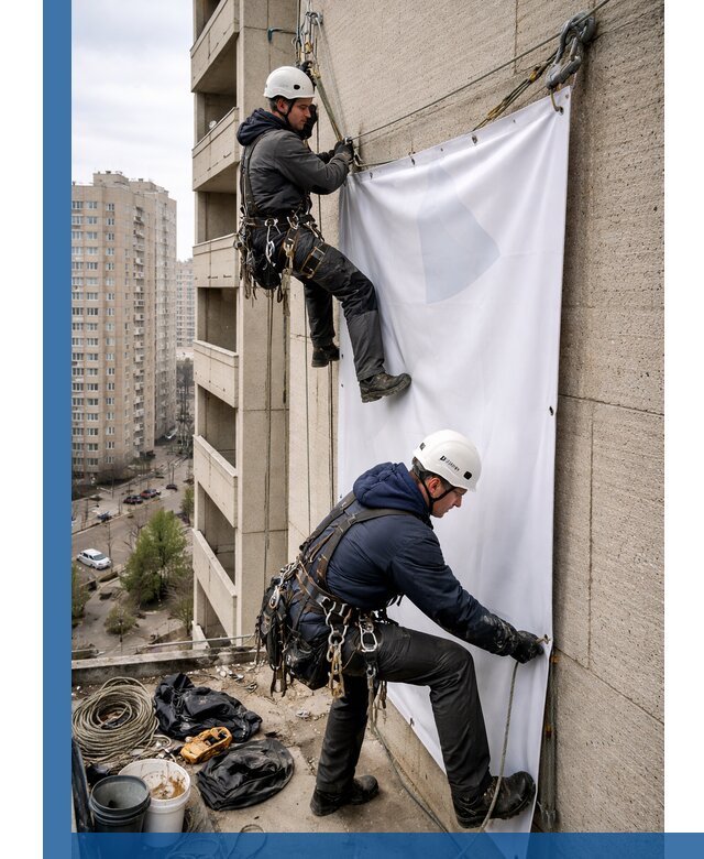 Профессиональный монтаж баннеров на фасаде в Чапаевске