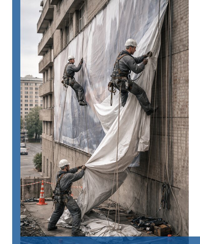 Демонтаж баннеров с фасада в Чапаевске оперативно и безопасно