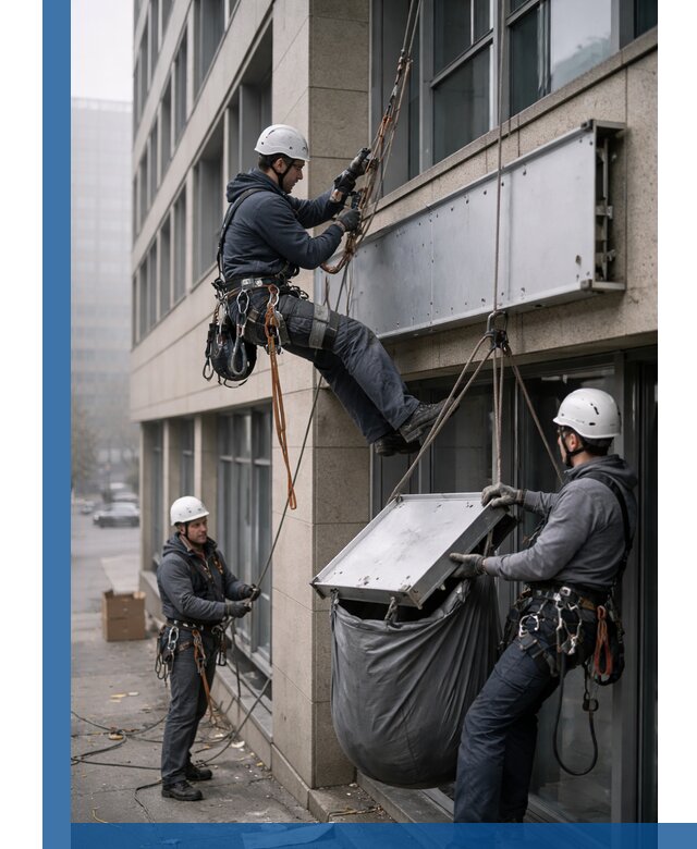 Демонтаж рекламной вывески с высотными работами в Чапаевске