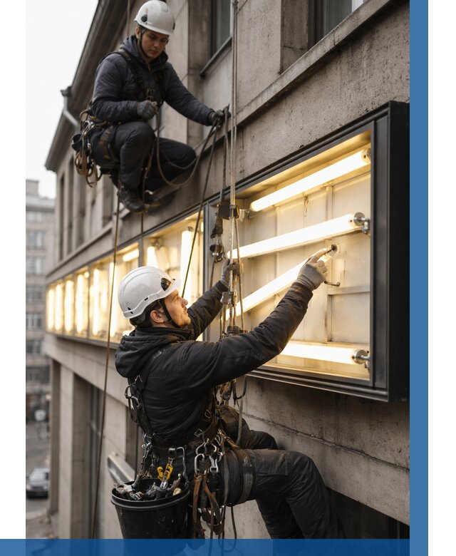 Замена ламп в вывеске в Чапаевске под ключ от 3575 р. | ВЫСОТНИК-Чпв
