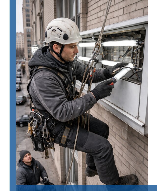 Профессиональная замена ламп в наружной вывеске в Чапаевске