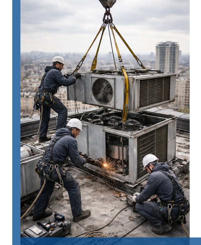 Демонтаж крышной установки в Чапаевске любой сложности