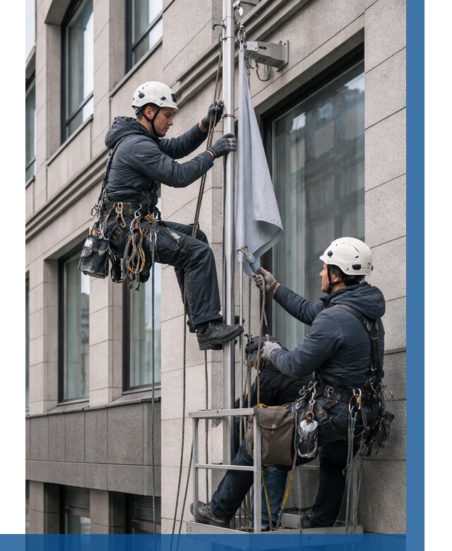 Установка флагов на фасаде в Чапаевске от 4597 р. | ВЫСОТНИК-Чпв