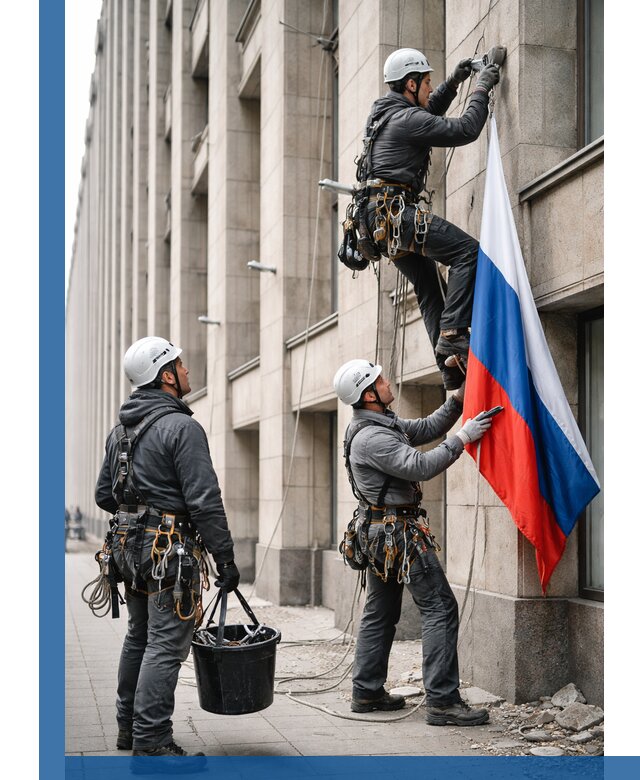 Профессиональная установка флагов на фасаде в Чапаевске